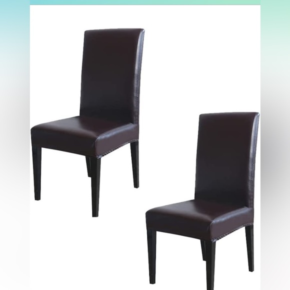 Dining Chair Covers Stretch Waterproof, Solid PU artificial Leather Protectors 2 - Picture 2 of 7